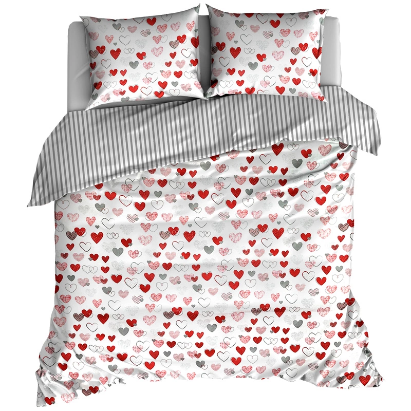 Pościel bawełniana Serduszka czerwone LOVE 160x200