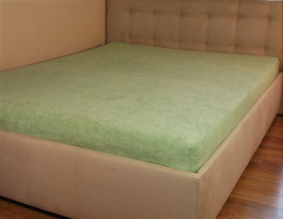 Prześcieradło frotte z gumką oliwkowe 160x200