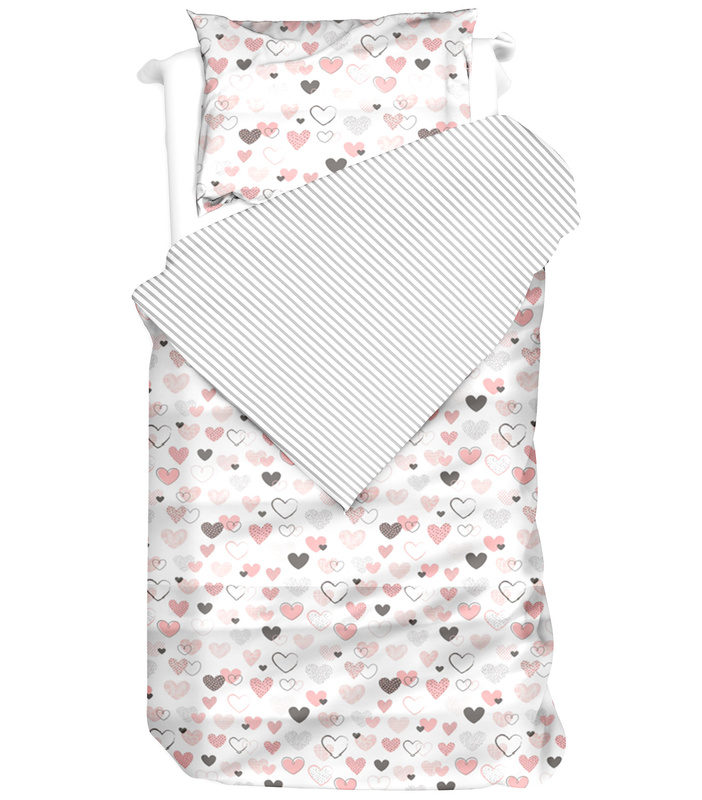 Pościel bawełniana Serduszka morela LOVE 135x200