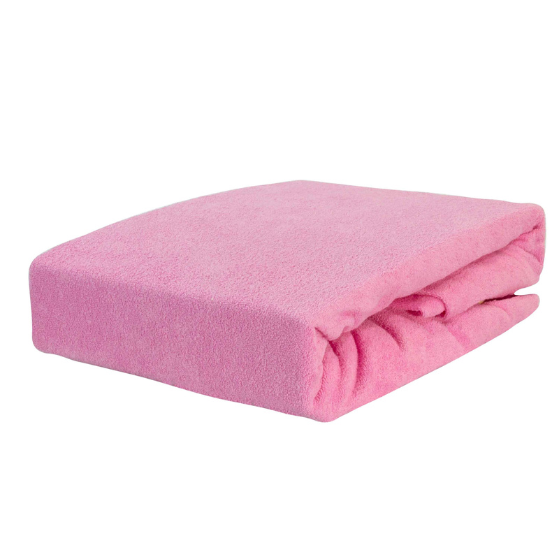 Prześcieradło frotte z gumką jasno różowe 160x200