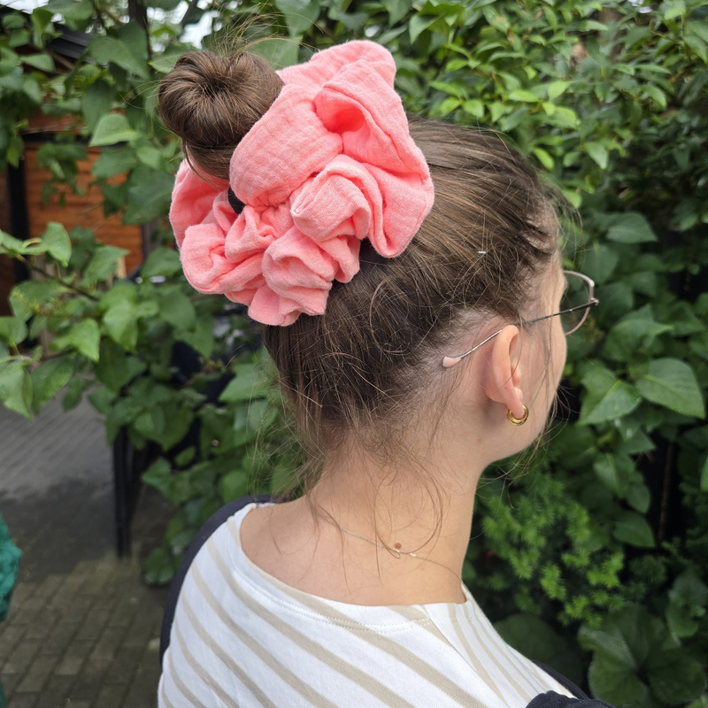 Gumka do włosów Muślinowa MAXI Scrunchies Morela