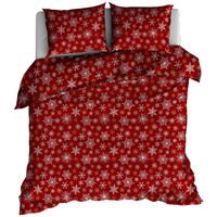 Pościel bawełniana Płatki śniegu w czerwieni 160x200