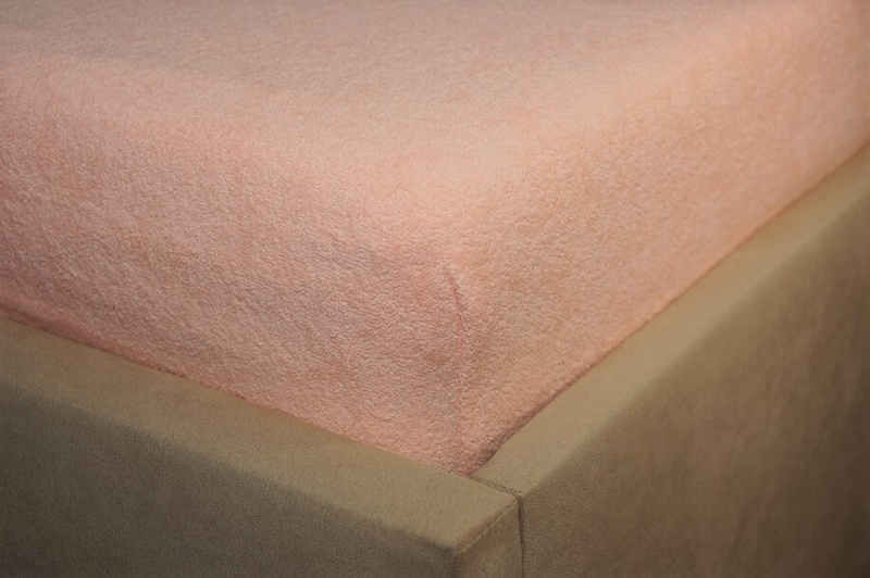 Prześcieradło frotte z gumką łososiowe 160x200