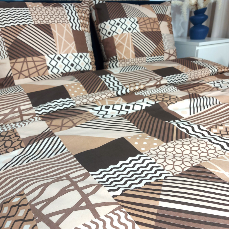 Pościel bawełniana Patchwork brąz 135x200