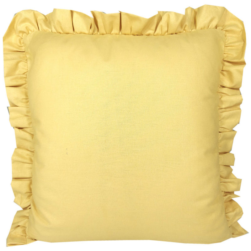 Poszewka bawełniana z falbanką 40x40 Żółta