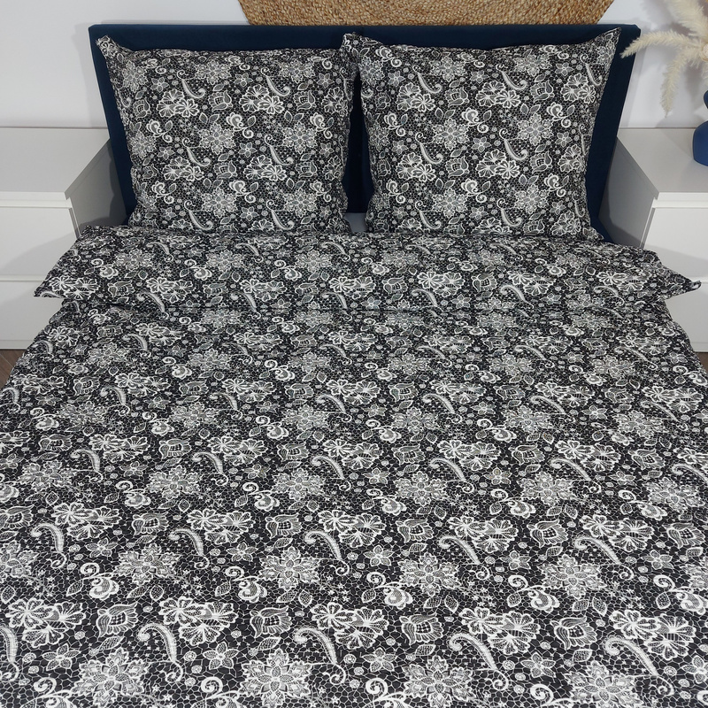 Pościel z kory Koronka w czerni 160x200