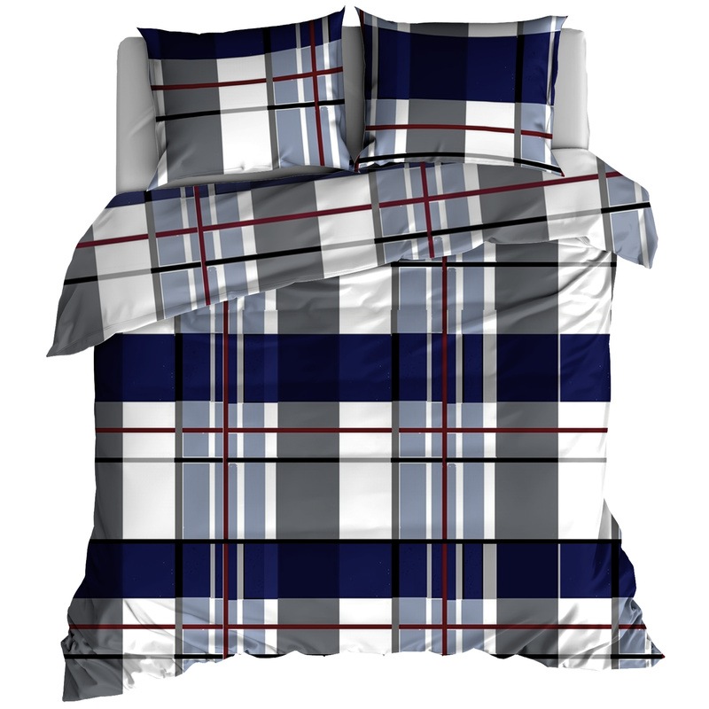 Pościel bawełniana Krata granat 220x200