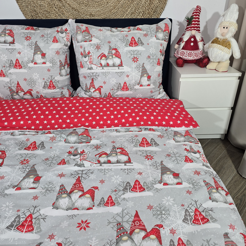 Pościel bawełniana Skrzaty czerwone 150x200