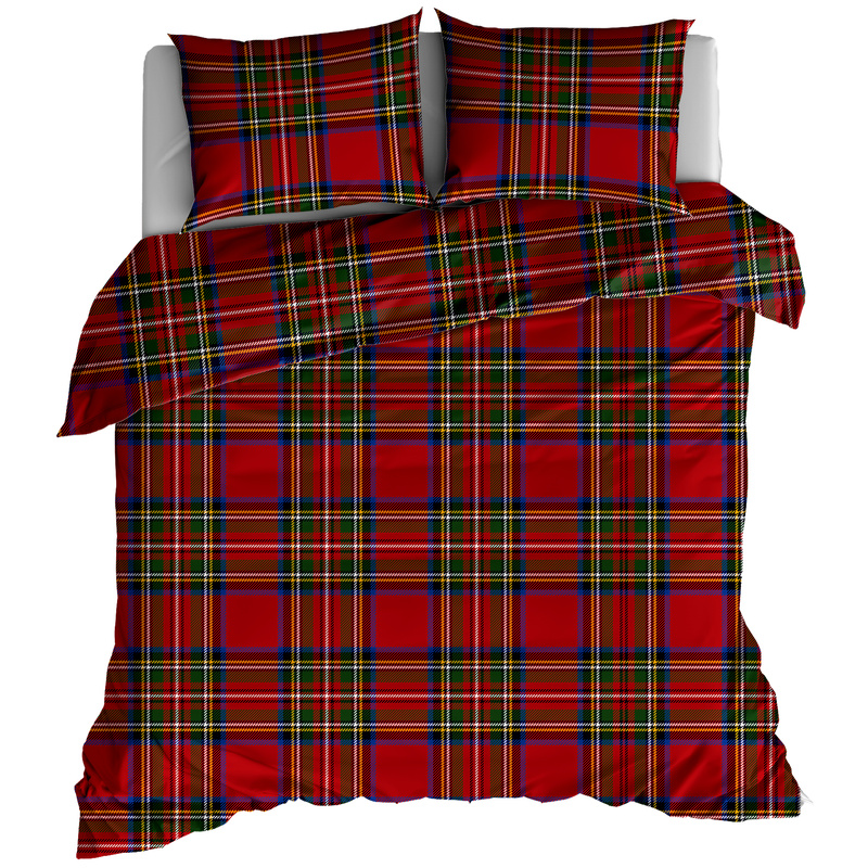 Pościel bawełniana Czerwona szkocka krata świąteczna 160x200