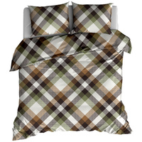 Pościel flanelowa Krata retro oliwka 160x200