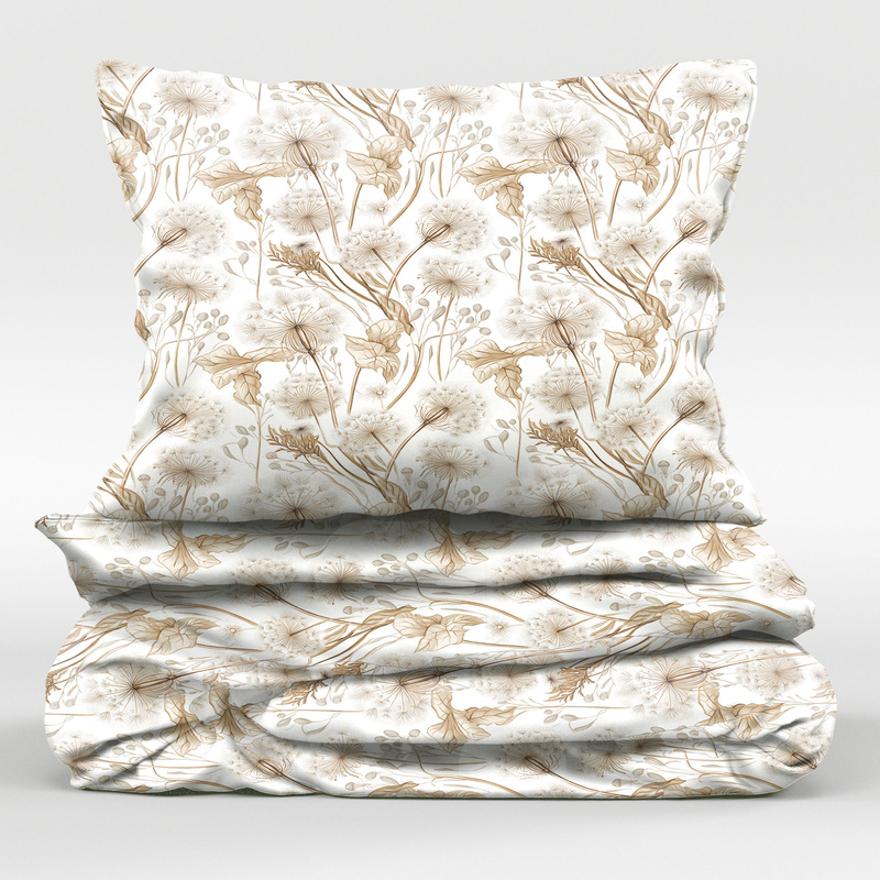 Pościel bawełniana Dmuchawce na bieli 160x200