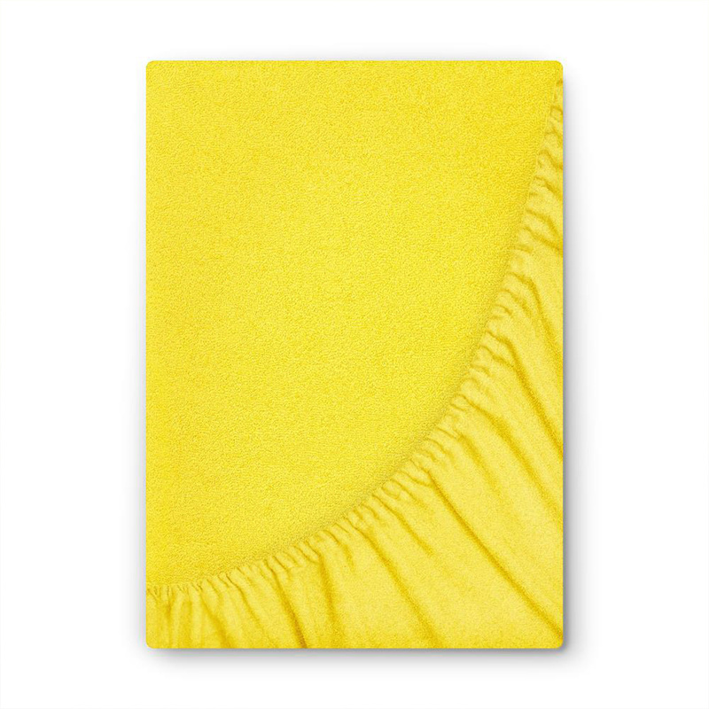 Prześcieradło frotte z gumką żółte cytrynowe 80x160