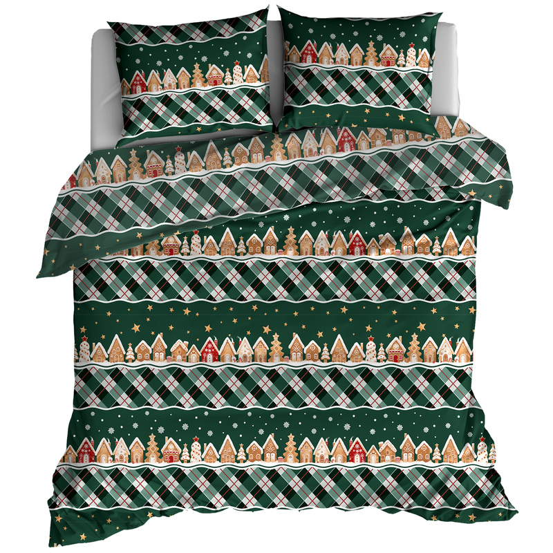 Pościel bawełniana Świąteczne domki 150x200