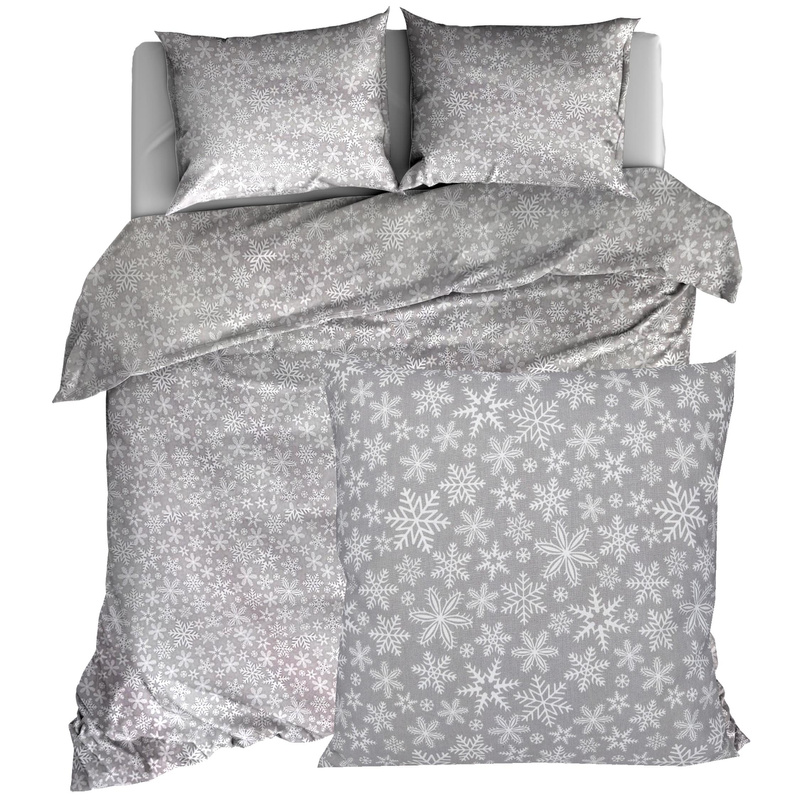Pościel bawełniana Płatki śniegu w szarości 220x200