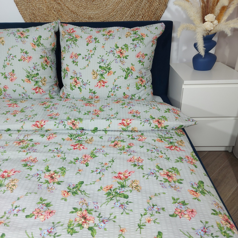 Pościel z kory Letni ogród w szarości 160x200