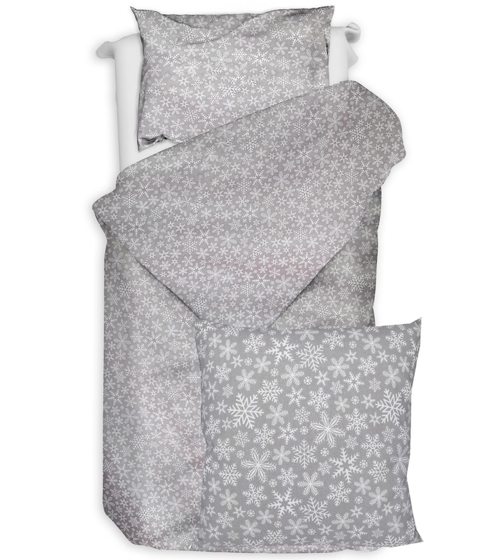 Pościel bawełniana Płatki śniegu w szarości 140x200