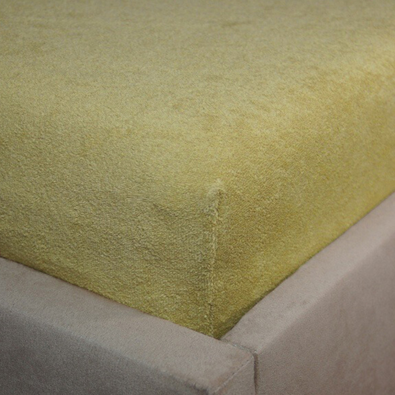 Prześcieradło frotte z gumką musztardowe 90x200