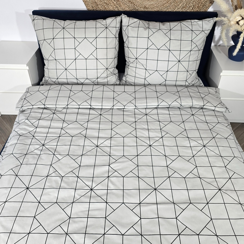Pościel bawełniana Szara siatka 200x200