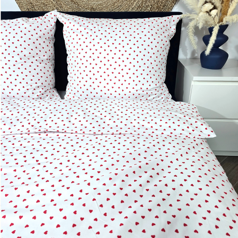 Pościel bawełniana Serduszka czerwone 135x200