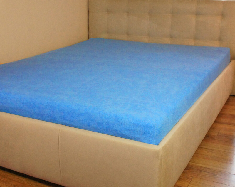 Prześcieradło frotte z gumką niebieskie 60x120