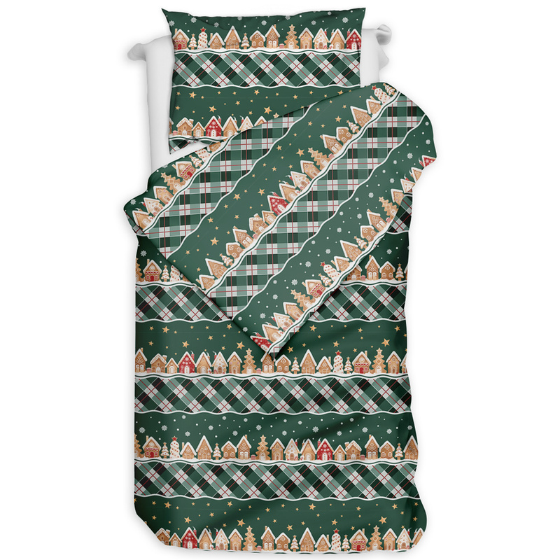 Pościel bawełniana Świąteczne domki 140x200