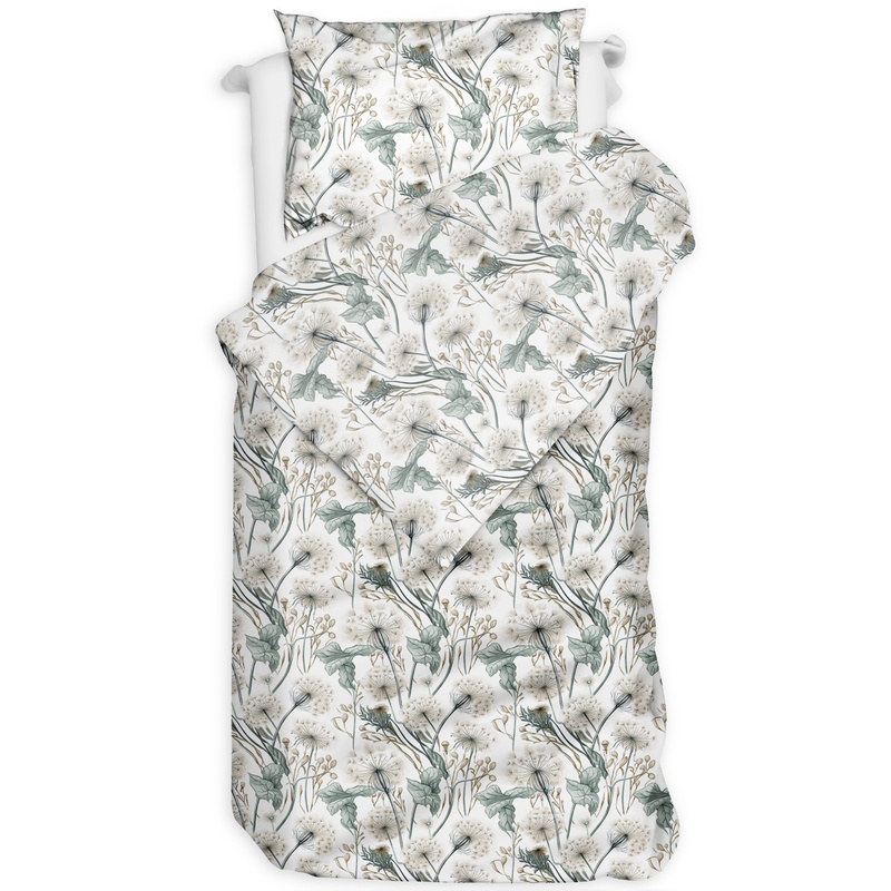 Pościel bawełniana Dmuchawce szałwia na bieli 140x200
