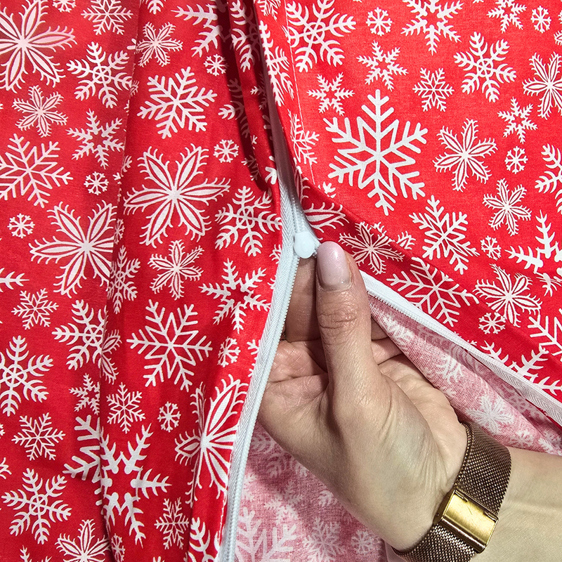 Pościel bawełniana Płatki śniegu w czerwieni 220x200