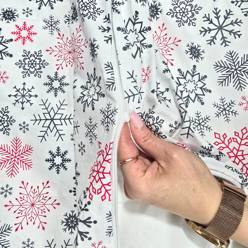 Pościel bawełniana Śnieżynki czerwone 220x200