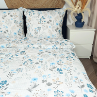 Pościel z kory Słowiańskie kwiaty błękit 140x200
