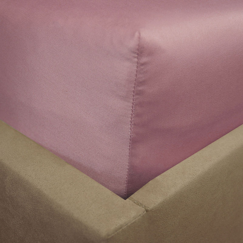 Prześcieradło satyna bawełniana z gumką Brudny róż 90x200