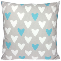 Poszewka bawełniana Turkusowe serca 50x50