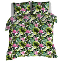 Pościel bawełniana Flamingi liście 150x200