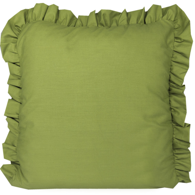 Poszewka bawełniana z falbanką 40x40 Limonkowa