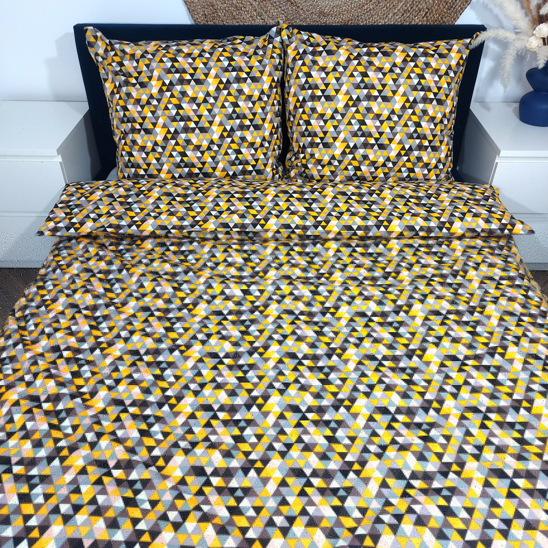 Pościel bawełniana Mozaika miodowa 150x200