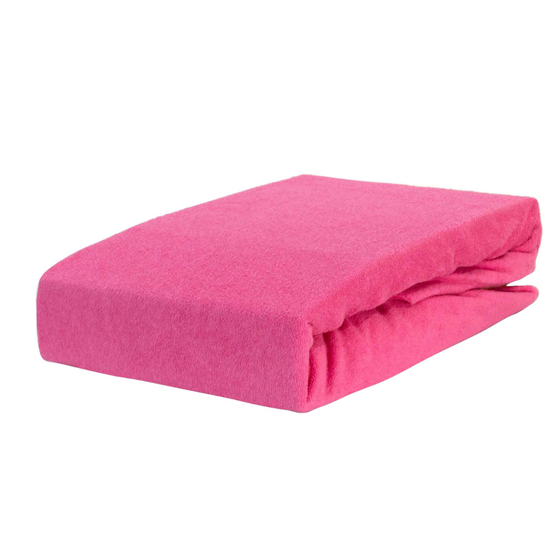 Prześcieradło frotte z gumką różowe 140x200