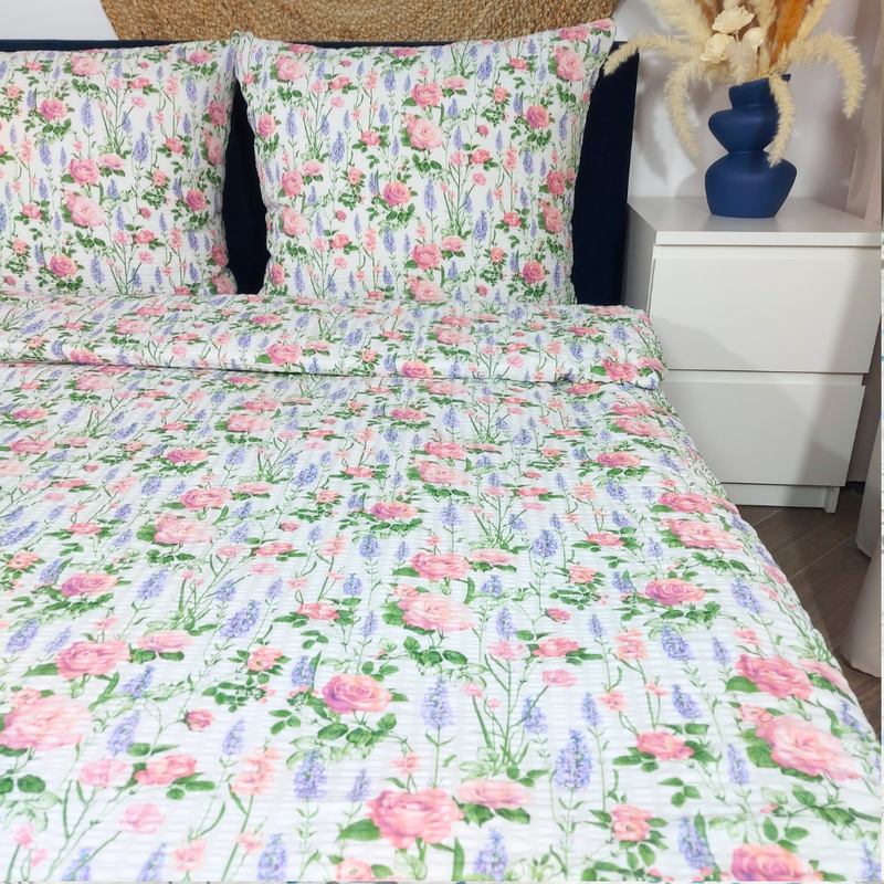 Pościel z kory Róże szałwia 180x200