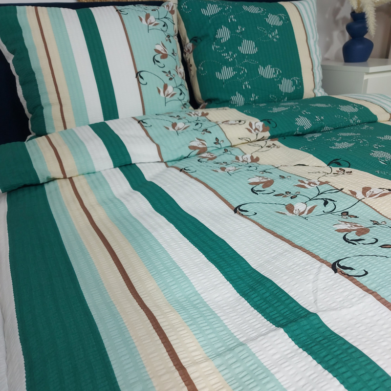 Pościel z kory Kwiaty w odbiciu zielone 160x200