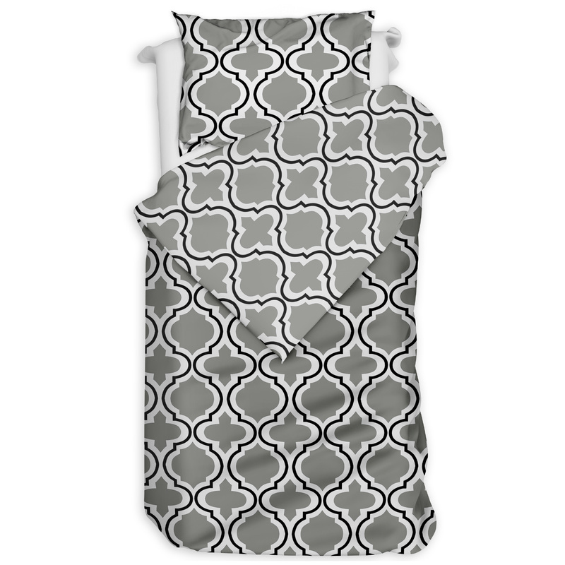 Pościel bawełniana Koniczyna marokańska szara 140x200