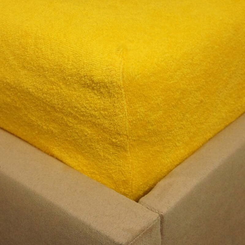 Prześcieradło frotte z gumką żółte 60x120
