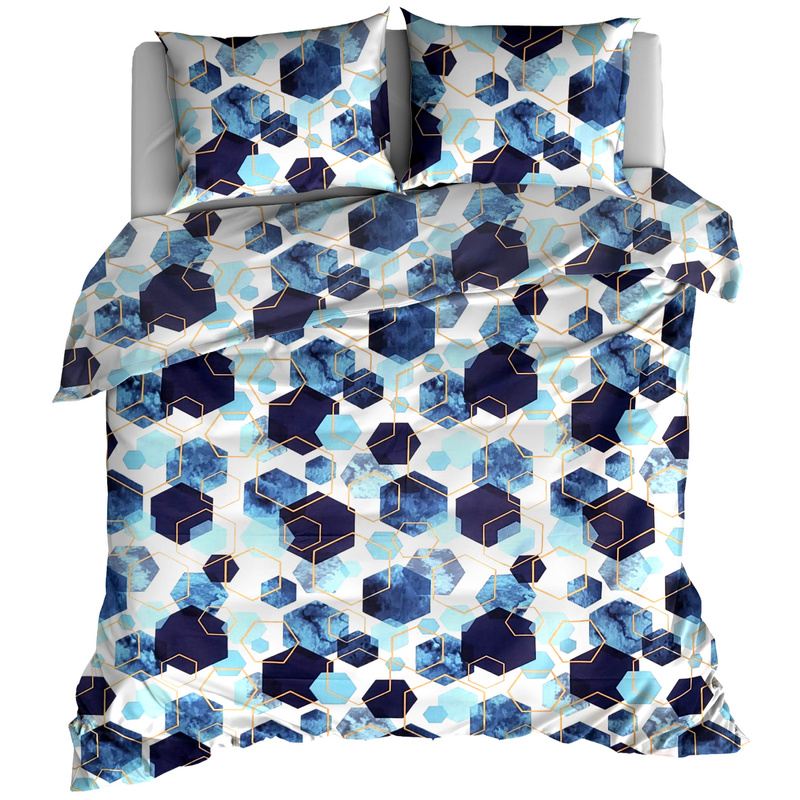 Pościel bawełniana Hexagon kobalt 160x200