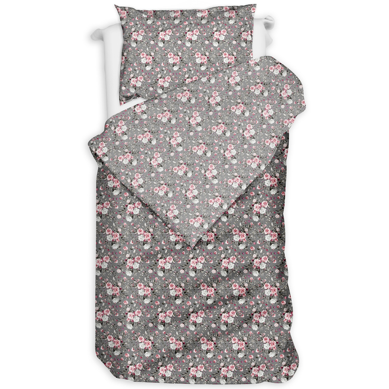 Pościel bawełniana Różyczki w szarości 135x200