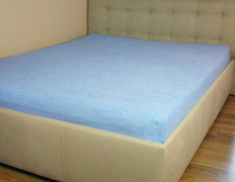 Prześcieradło frotte z gumką błękitne 160x200