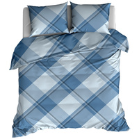 Pościel flanelowa Krata niebieska 160x200