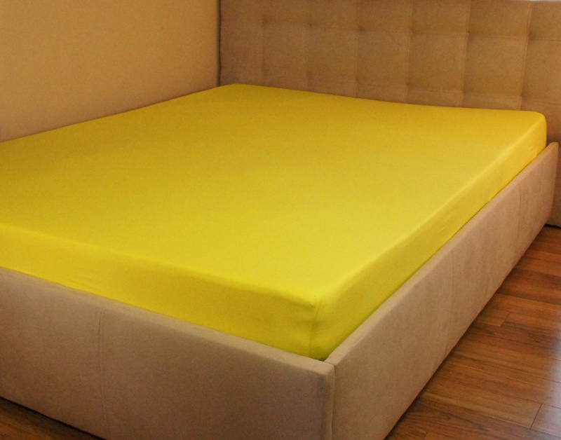Prześcieradło jersey z gumką cytrynowe 90x200