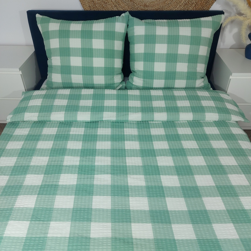 Pościel z kory Krata miętowa 160x200