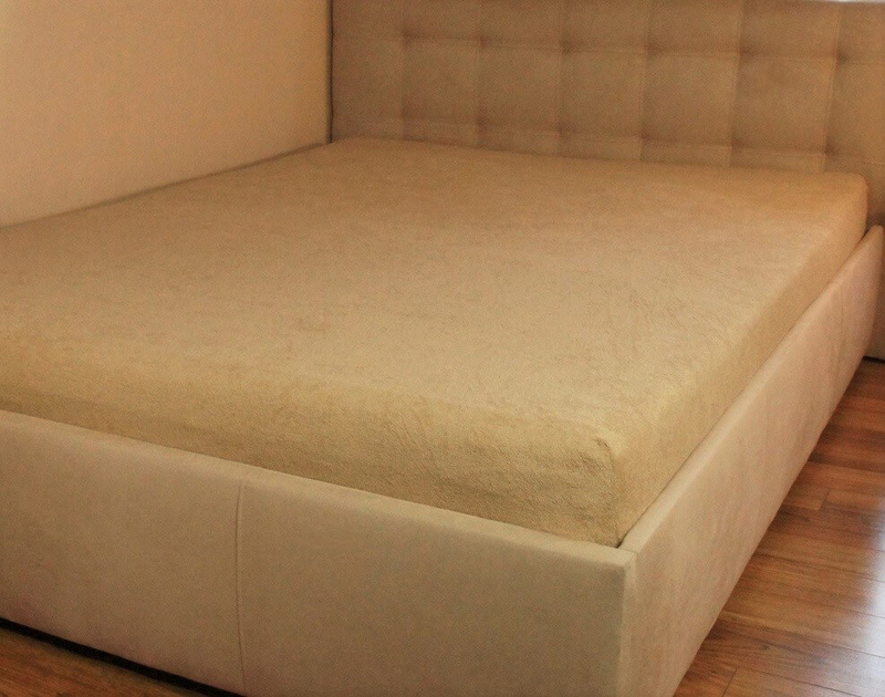 Prześcieradło frotte z gumką beżowe 180x200