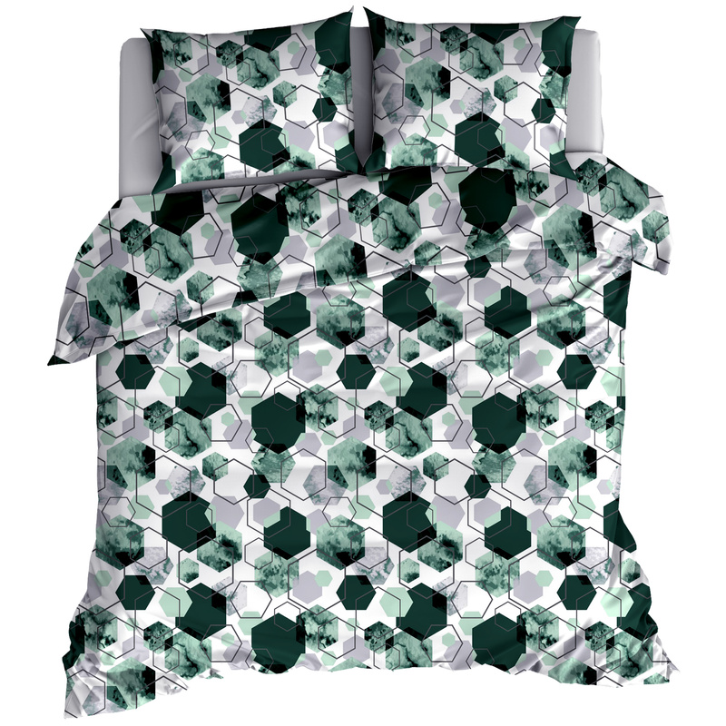 Pościel flanelowa Hexagon emerald  220x200