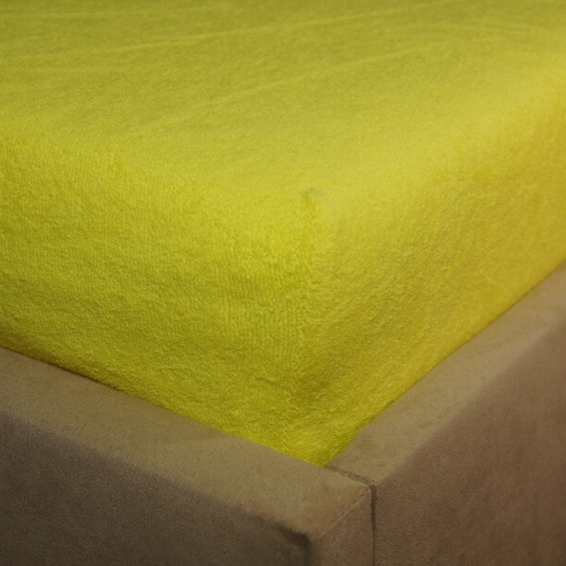 Prześcieradło frotte z gumką żółte cytrynowe 80x160