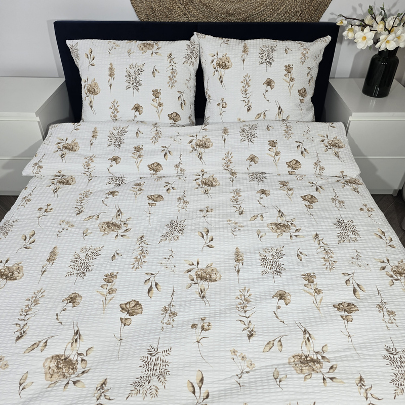 Pościel z kory Beżowe listki 160x200