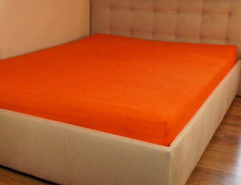 Prześcieradło frotte z gumką pomarańczowe 60x120